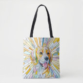 Beagle-Hund - farbenfrohe Mosaikkunst Tasche (Vorderseite)
