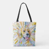 Beagle-Hund - farbenfrohe Mosaikkunst Tasche (Rückseite)