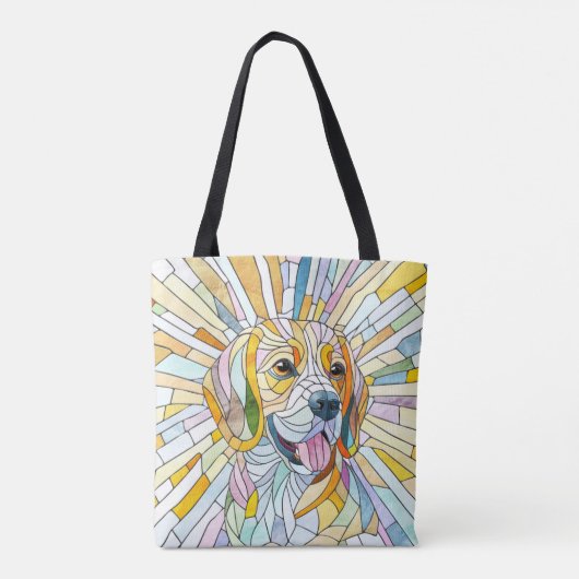 Beagle-Hund - farbenfrohe Mosaikkunst Tasche (Rückseite)