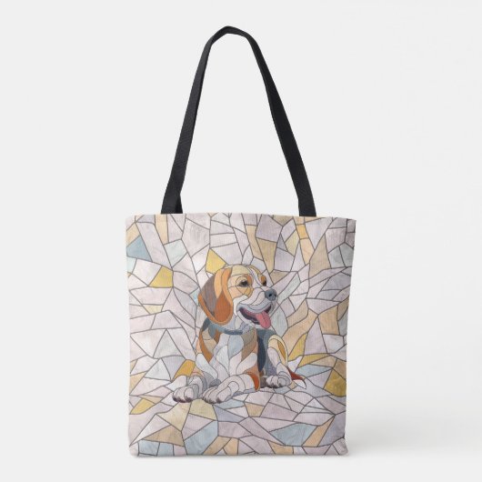 Beagle-Hund - farbenfrohe Mosaikkunst Tasche (Rückseite)
