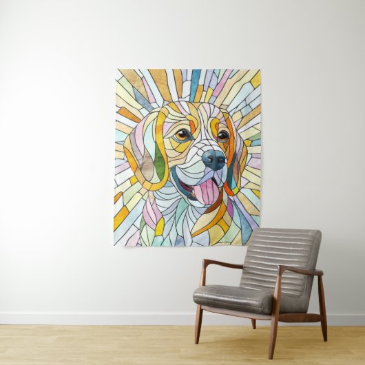 Beagle-Hund - farbenfrohe Mosaikkunst Wandteppich (Beispiel)