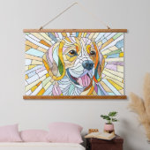 Beagle-Hund - farbenfrohe Mosaikkunst Wandteppich Mit Holzrahmen (Schlafzimmer)