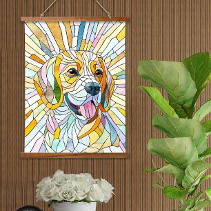 Beagle-Hund - farbenfrohe Mosaikkunst Wandteppich Mit Holzrahmen