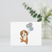 Beagle Hund fliegt mit Balloons Postkarte (Stehend Vorderseite)