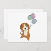 Beagle Hund fliegt mit Balloons Postkarte (Vorne/Hinten)