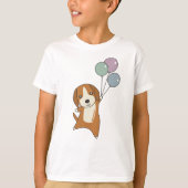 Beagle Hund fliegt mit Balloons T-Shirt (Vorderseite)