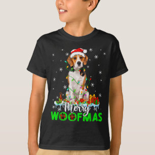 Beagle Hund Frohe Woofmas Lustige Weihnachtslichte T-Shirt