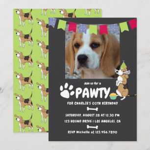 Beagle-Hund-Geburtstags-Fotoeinladung Einladung