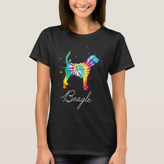 Beagle Hund Gefärbte Krawatte Regenbogen Hunde Mam T-Shirt (Vorderseite)