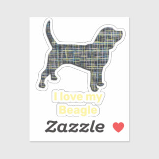 Beagle Hund Gelb- und Schwarz-Gitter-Aufkleber Aufkleber