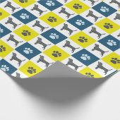 Beagle Hund, Gelb- und Schwarz-Gitter-Umschlagpapi Geschenkpapier (Ecke)