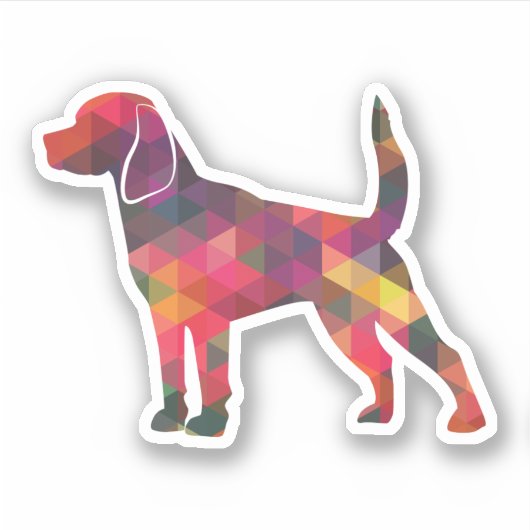 Beagle Hund Geo Silhouette Multi Aufkleber (Vorderseite)