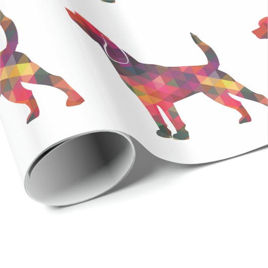 Beagle Hund Geo Silhouette Multi Geschenkpapier (Rolleneckpunkt)
