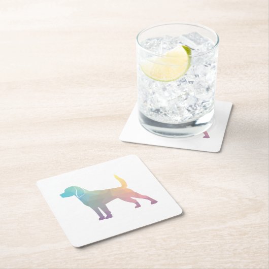 Beagle Hund Geo Silhouette Pastell Rechteckiger Pappuntersetzer (Vor Ort)