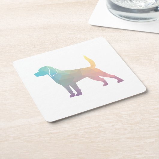 Beagle Hund Geo Silhouette Pastell Rechteckiger Pappuntersetzer (angewinkelt)