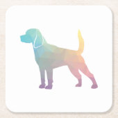 Beagle Hund Geo Silhouette Pastell Rechteckiger Pappuntersetzer (Vorderseite)
