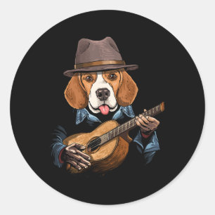 Beagle Hund Gitarre Pet Beagle Dog Lover Gui Runder Aufkleber