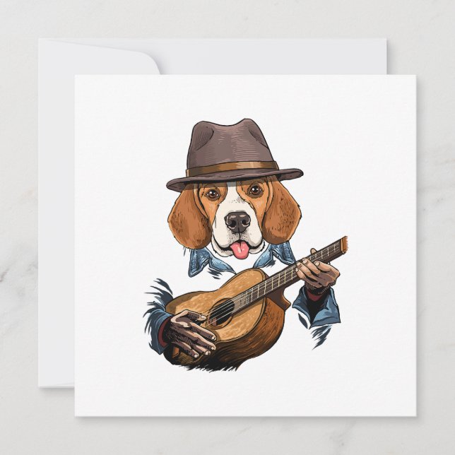 Beagle Hund Gitarre spielen / Funny Beagle (Vorderseite)
