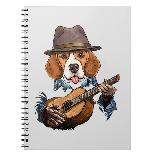 Beagle Hund Gitarre spielen / Funny Beagle Notizblock (Vorderseite)