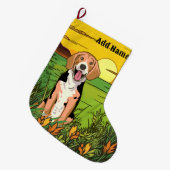 Beagle Hund Großer Weihnachtsstrumpf (Vorderansicht (hängend))