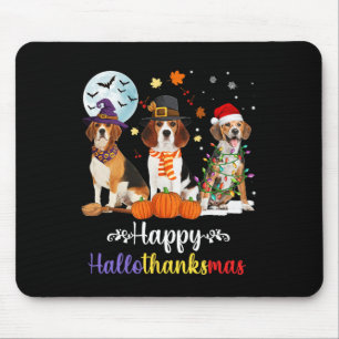 Beagle-Hund Halloween Frohe Weihnachten Fröhliches Mousepad