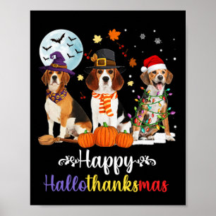 Beagle Hund Halloween Frohe Weihnachtsfeier Hallot Poster