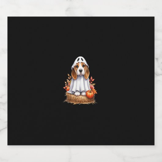 Beagle Hund Halloween Kostüm Party Ghost Long Slee Schaumweinetikett (Einzelnes Label)