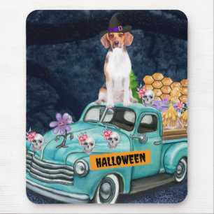 Beagle Hund Halloween LKW Beängstigende Nacht Mousepad