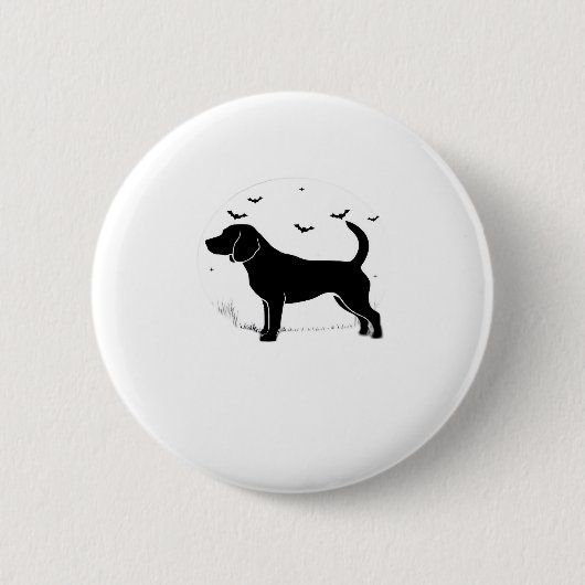 Beagle Hund � Halloween Mond Silhouette Oversified Button (Vorderseite)