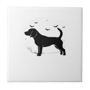 Beagle Hund � Halloween Mond Silhouette Oversized Fliese