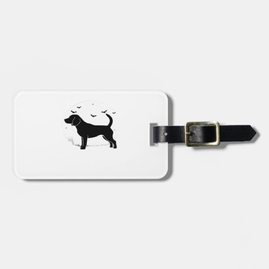 Beagle Hund � Halloween Mond Silhouette Oversized Gepäckanhänger (Vorderseite horizontal)