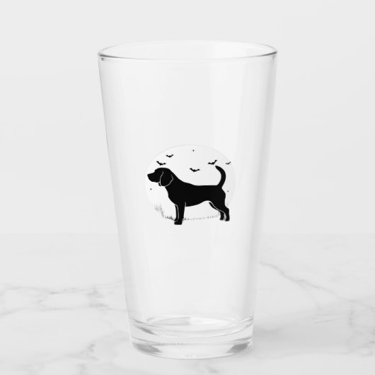 Beagle Hund � Halloween Mond Silhouette Oversized Glas (Vorderseite)