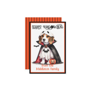 Beagle Hund Happy Halloween Mitteilungskarte