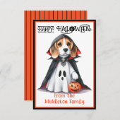 Beagle Hund Happy Halloween Mitteilungskarte (Vorne/Hinten)