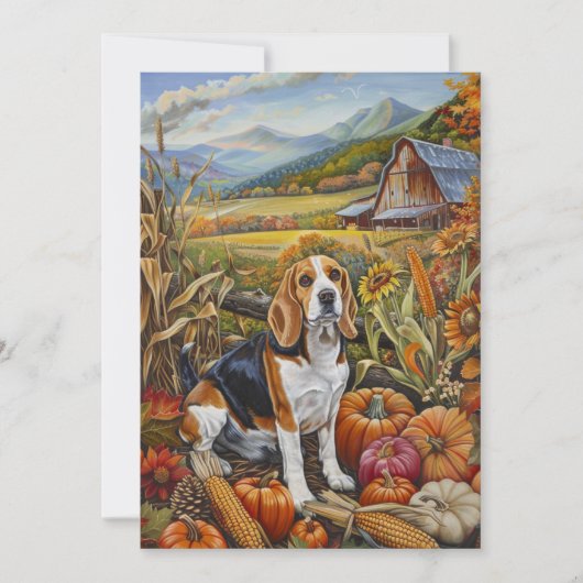 Beagle Hund Herbst Ernte Erntedank Feiertagskarte (Vorderseite)
