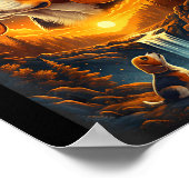 Beagle Hund heult zum Mond Poster (Ecke)