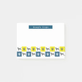 Beagle Hund Hund & Pfoten Gelb & Blau Gitter Post-it Klebezettel (Vorderseite)