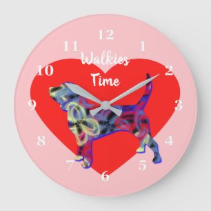 Beagle Hund Hund Valentine's Day Heart Pink Große Wanduhr