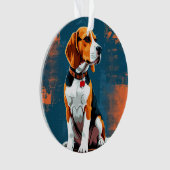 Beagle Hund im Abstrakten Hintergrund Ornament (Vorderseite)