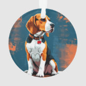 Beagle Hund im Abstrakten Hintergrund Ornament (Rückseite)