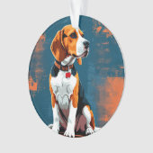 Beagle Hund im Abstrakten Hintergrund Ornament (Vorderseite)