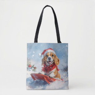 Beagle-Hund im Schlitten Lass es schneien Weihnach Tasche