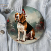 Beagle Hund im Schnee Weihnachten Button (Beispiel)