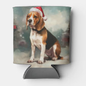 Beagle Hund im Schnee Weihnachten Dosenkühler (Vorderseite)