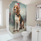Beagle Hund im Schnee Weihnachten Duschvorhang (Beispiel)