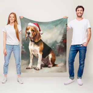 Beagle Hund im Schnee Weihnachten Fleecedecke