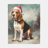 Beagle Hund im Schnee Weihnachten Fleecedecke (Vorderseite)