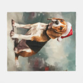 Beagle Hund im Schnee Weihnachten Fleecedecke (Vorderseite (Horizontal))
