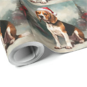Beagle Hund im Schnee Weihnachten Geschenkpapier (Rolleneckpunkt)