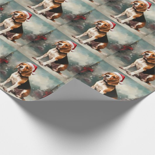 Beagle Hund im Schnee Weihnachten Geschenkpapier (Ecke)